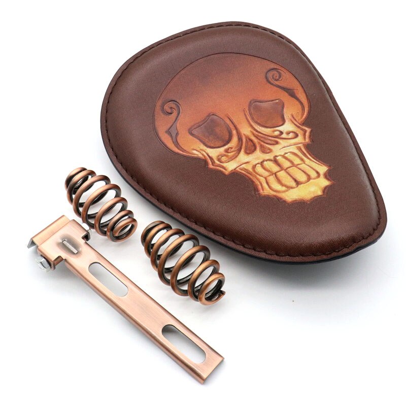 Aangepaste motorfiets pu lederen zadelkussens 3 "veren solo beugelzadel universeel voor harley chopper bobber cafe racer