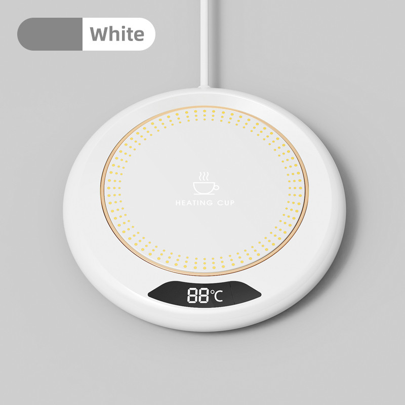 1PC Thermostatic Heating Coaster USB Home Heating Coaster 3-speed Adjustment Heating 55 Degrees Constant Temperature: WHITE
