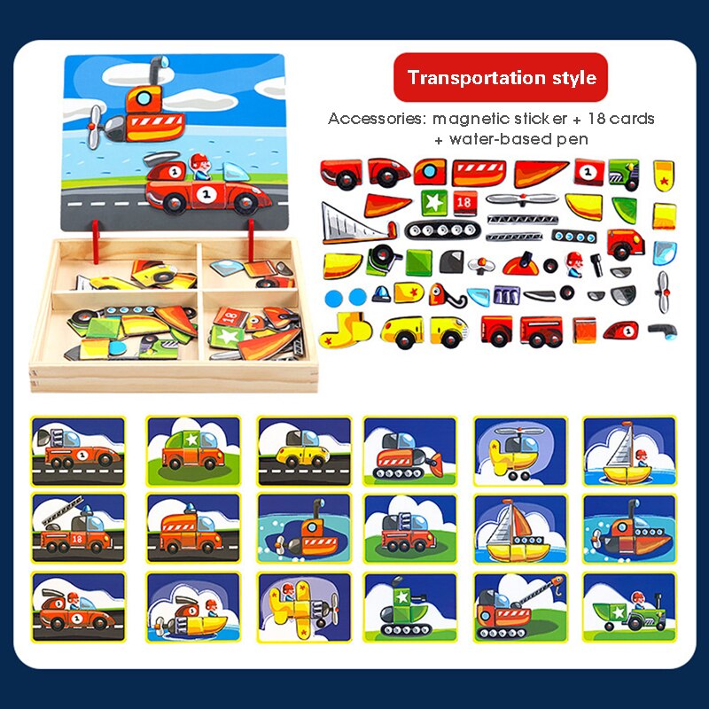 Kinderen Speelgoed Houten Magnetische Puzzel Educatief Speelgoed Kids Tafel Games Fidget Speelgoed Twee Stijlen En 8 Patronen Voor Uw keuze: scene 2