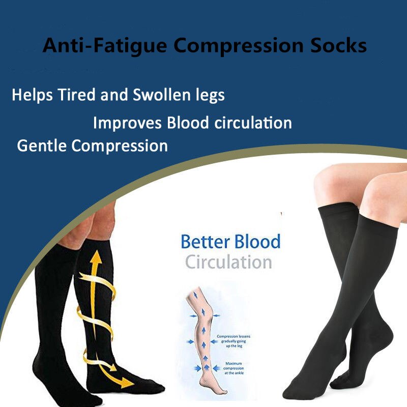 1 Pair Compression Leg Relief Pain Knee Socks Pressure Compression Stockings Unisex Solid Color Thigh High Socks Nylon Long Sock