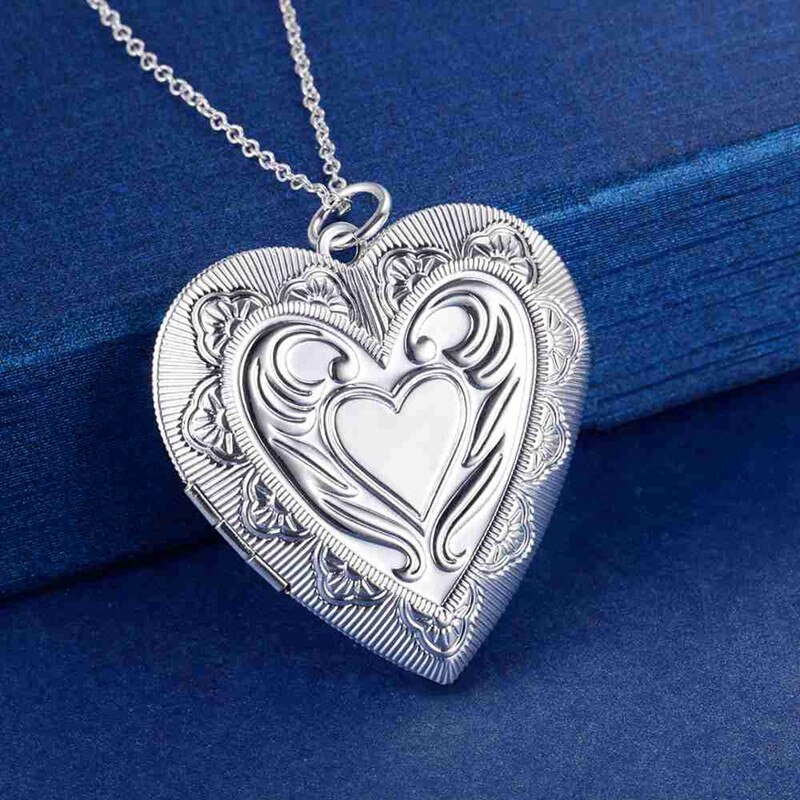 Fijne 925 Sterling Zilveren Fotolijst Hanger Ketting Ketting Voor Vrouw Charm Bruiloft Sieraden: LN071