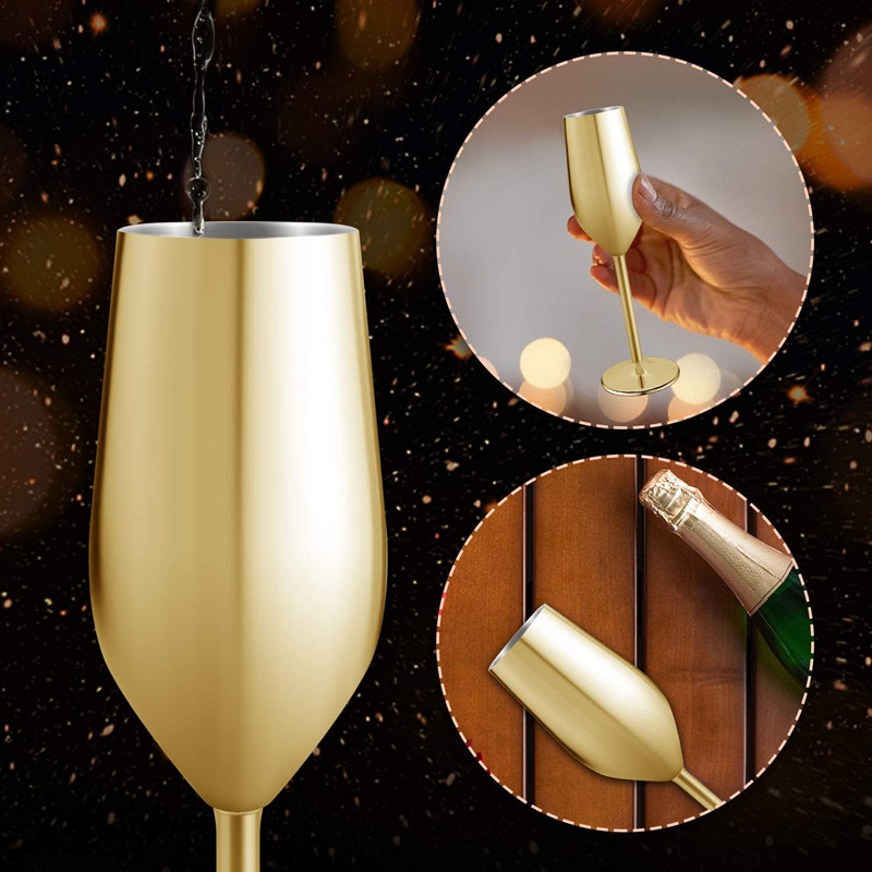 200ML Stainless Steel Cocktail Glass Unbreakable Champagne Flutes Glass Red Wine Cup for Wedding Parties