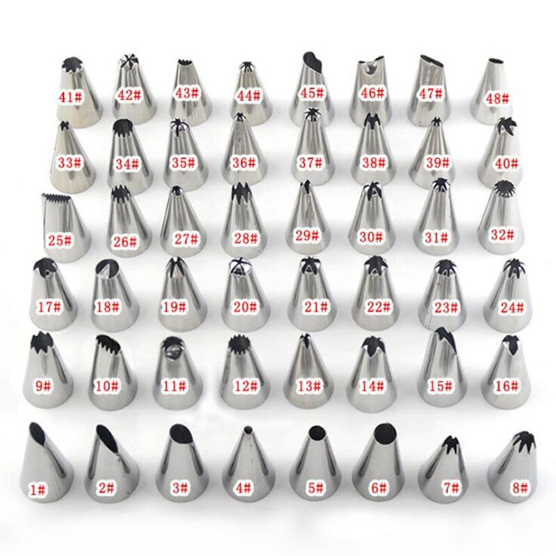 SHENHONG 48PCS Icing Piping Tips Set Tulip Nozzles Rose Bloemen Cupcake Maker Cake Decorating DIY Gebak Dessert Bakken Tool