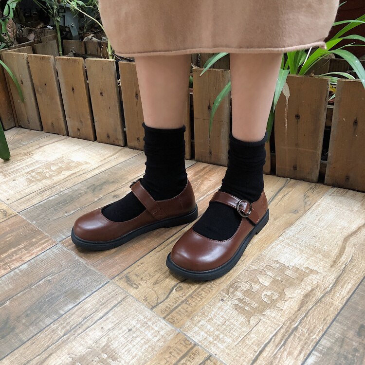 Japanese Doll Shoes Mori Retro Round Head Flat Single Shoes College Wind Small Leather Shoes British Style Students Casual Shoes