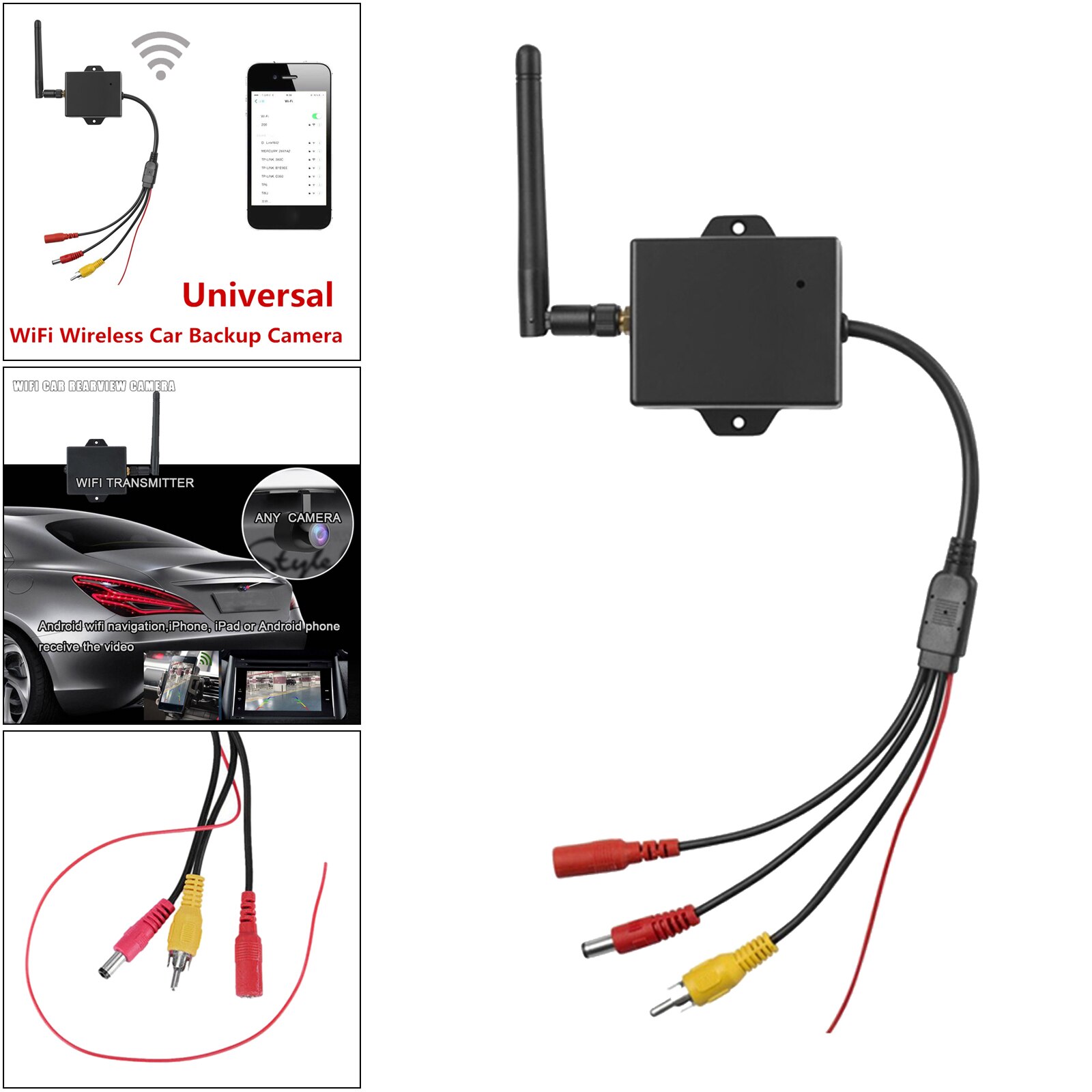 Cámara de marcha atrás inalámbrica de 12V, módulo de visión trasera AV para coche, transmisor WiFi