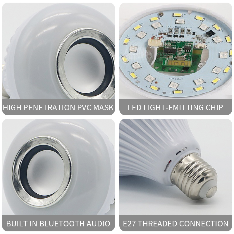 Bluetooth Gloeilamp Speaker Smart Led Rgb Kleur Lamp Licht E27 Met Afstandsbediening Multicolor Verlichting E27