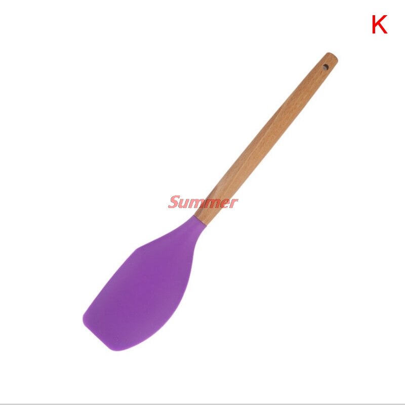 Purple Silicone Cooking Utensils Set Non-stick Spatula Shovel Wooden Handle Cooking Tools Set Special Heat-resistant: K