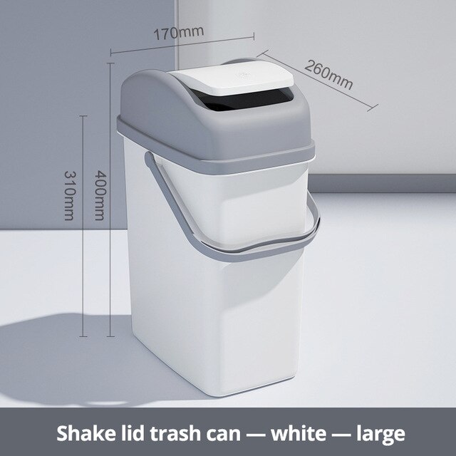 Konco Trash Can with Lid,Waste Bin with Swing-top Lid,Plastic Swing Lid Trash Bin for Bathroom Kitchen and Office: Shake lid L
