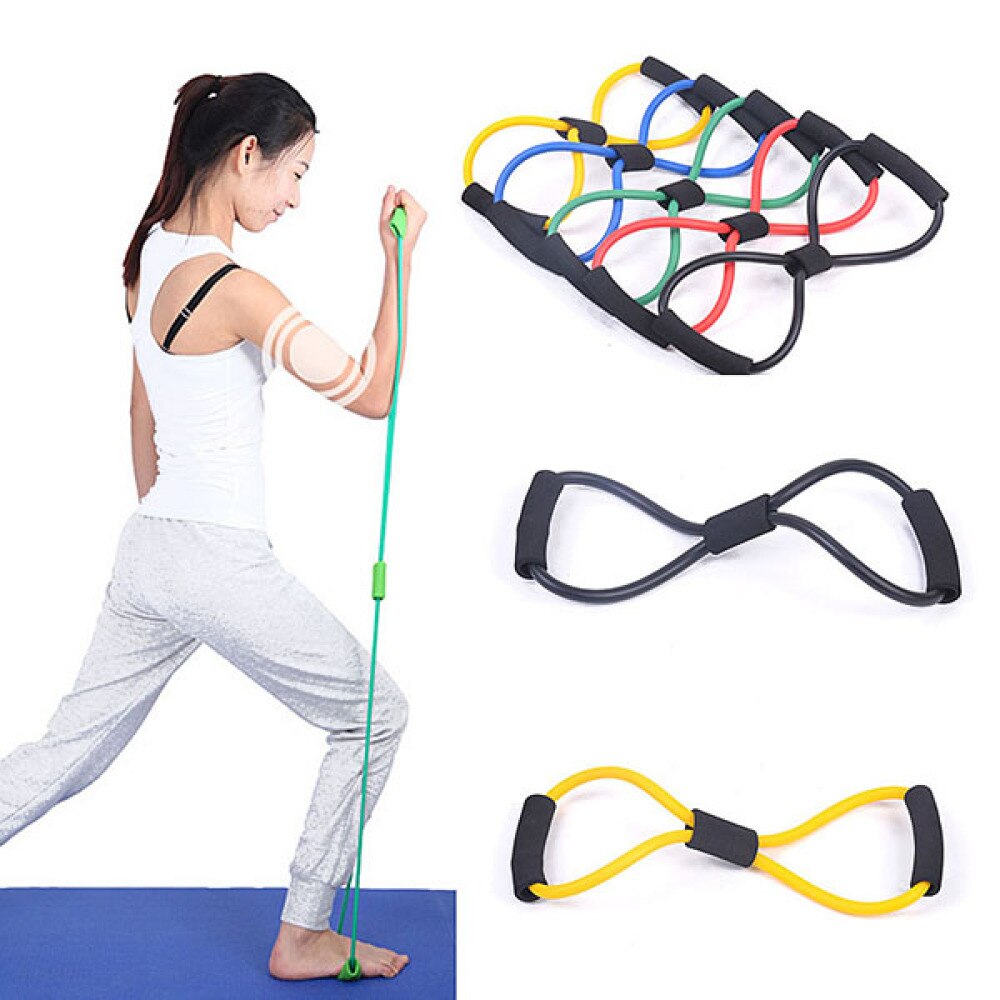 Chest Expander Resistance Bands 8 Shaped Exercise Stretching Strap for Home Exercise Fitness (Yellow)