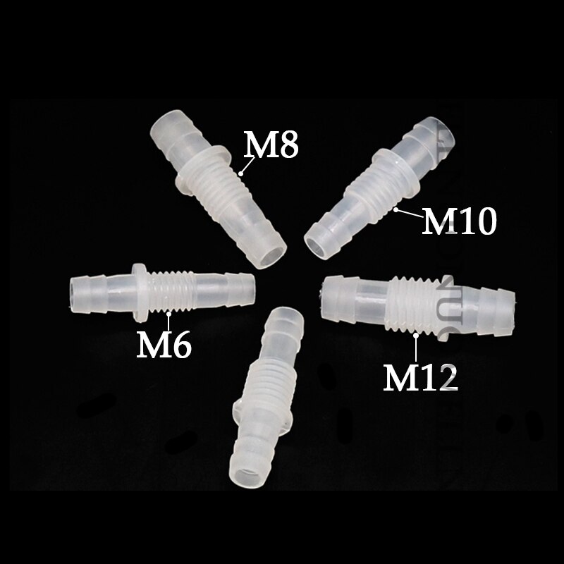 10Pcs 8~12mm M14~M16 Thread PP Straight Connectors Aquarium Fish Tank Plastic Pagoda Joints Food Grade Air Pump Hose Nut Adapter