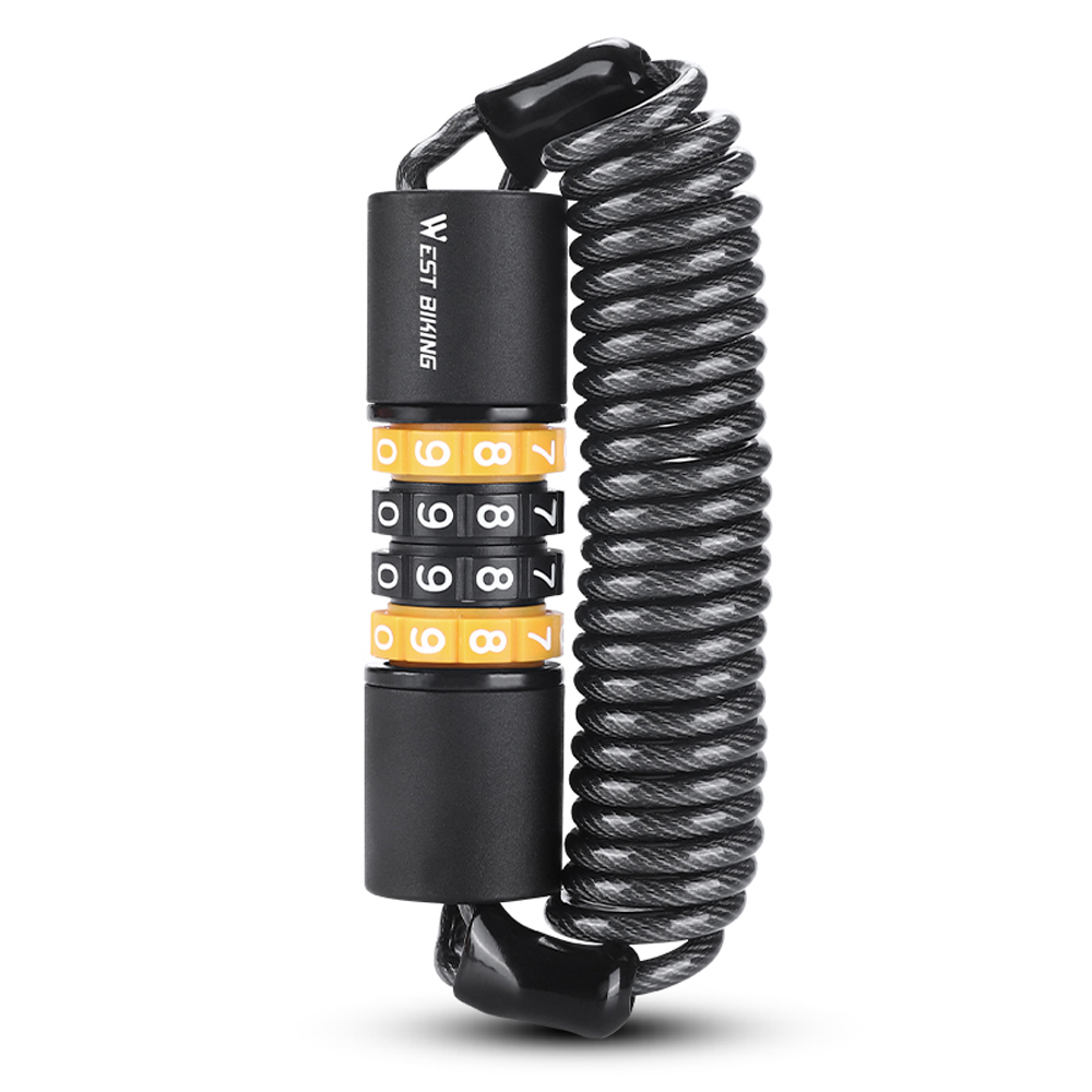 Candado de seguridad antirrobo para cascos de bicicleta, candados elásticos de 4 dígitos, combinación de contraseña, candado de Cable de acero para bicicleta de carretera: naranja