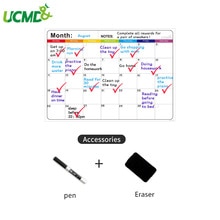 Magnetic Monthly Daily Whiteboard Calendar Erasable Fridge Magnet Sticker Weekly Plan Grocery List To-Do List Notepad Memo Board