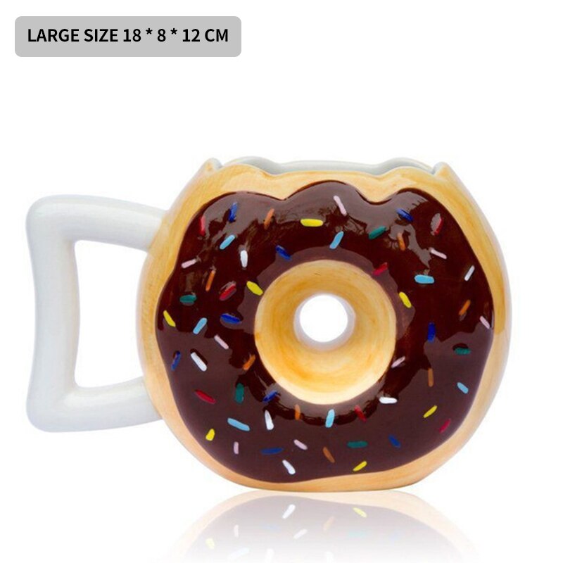 Ceramic Cup Bread Donut Shape Mug Biscuit Milk Coffee Tea Mug with Handle Handmade Glass Office Home Desktop Decor Cup: Brown / S