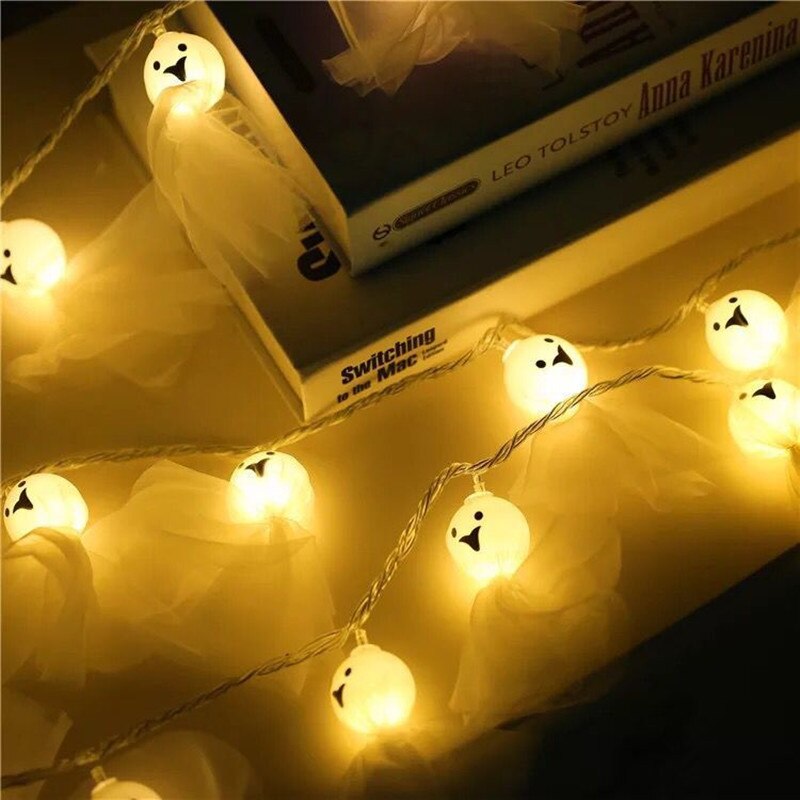 20 40 LED Halloween Ghost Doll Shape String Lights Indoor Fairy Light Twinkle Battery USB Power Party Garden Decoration