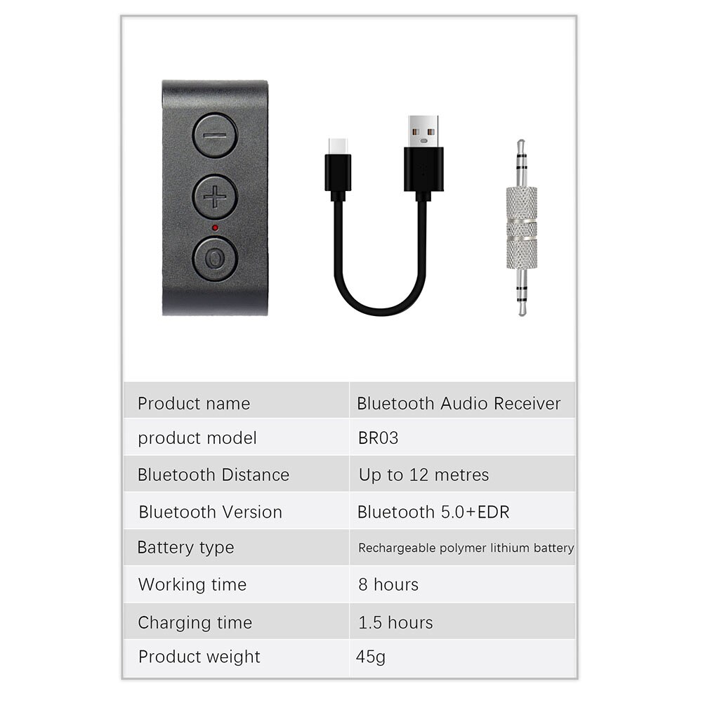 Kit de coche Bluetooth 3,5mm receptor de Audio eco CVC reproductor de música TF Dongle inalámbrico receptor de Audio inalámbrico adaptador de música