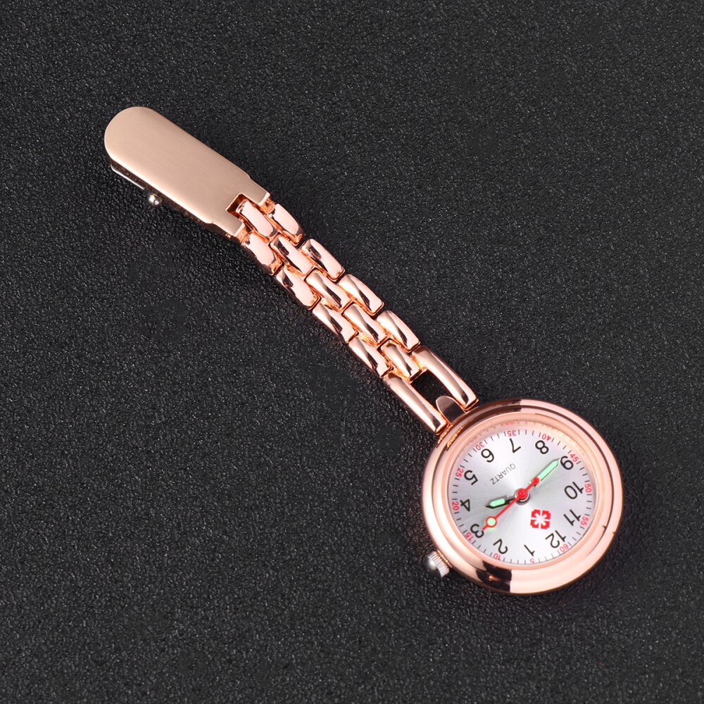 Lommeur sygeplejerske ur stilfuldt quartz ur simpelt klips spænde hængende ur (roseguld): Default Title