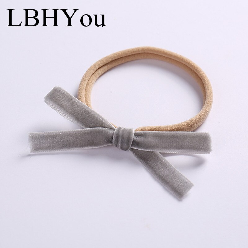 3pcs Sweet Flock Ribbion Bows Nylon Headbands,Super Soft Knotbow Soft Nylon Head Wraps,Newborn Baby Elastic Hairbands Head Wear