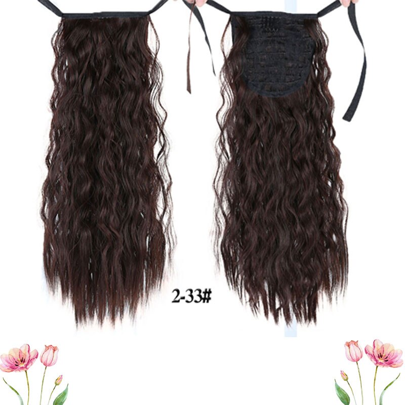 DIANQI Long Wavy Clip In One Piece Synthetic Hair Extension Ponytail Drawstring False Ponytail Wig With Hairpins: 2i33