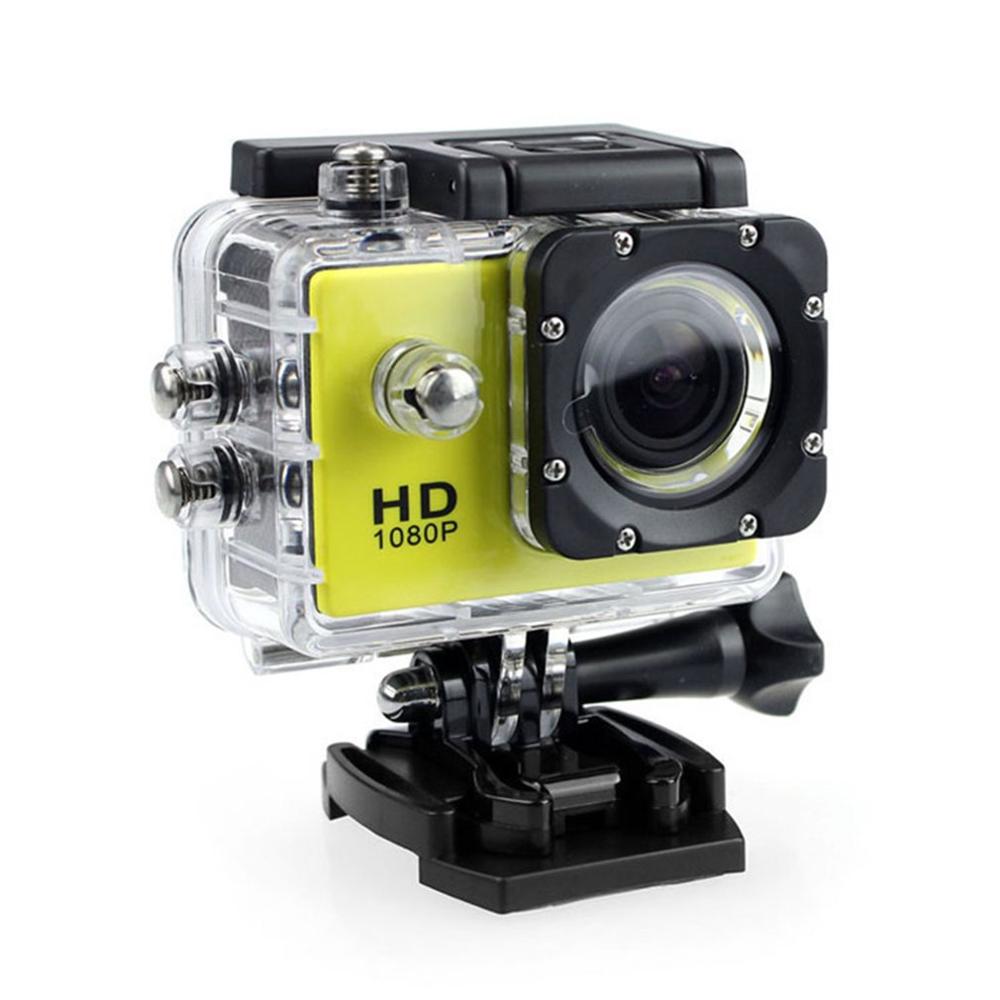 Udendørs mini sport action kamera ultra 30m 1080p undervands vandtæt hjelm videooptagelseskameraer sport cam: Gul   jt497503