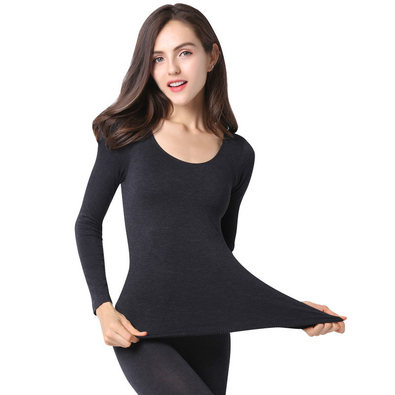 Ladies Seamless Slim Thermal Underwear Two Piece Set O Neck Long Sleeve Female Warm Long Johns Womens Thermals for Winter