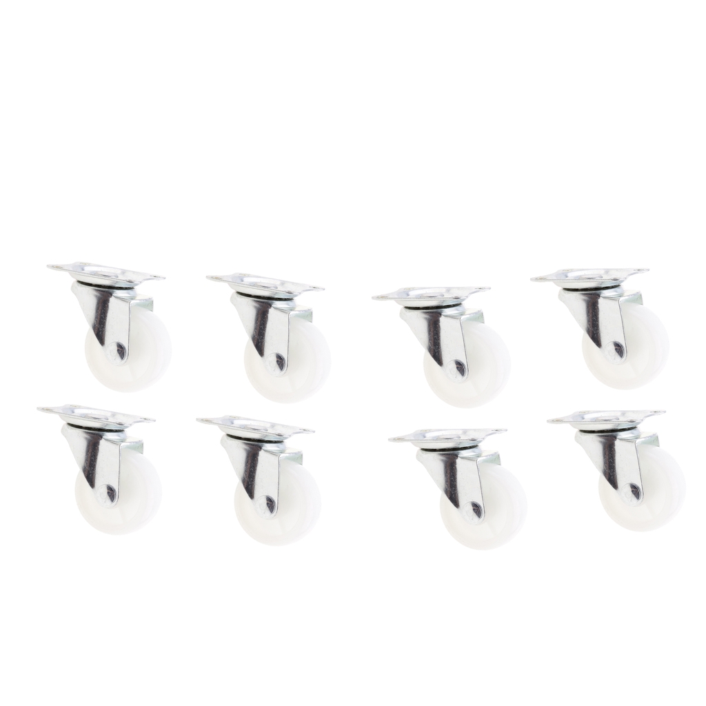 8x små pp drejelige hjul sæt - 40mm-  hjul/vogn/vogn hvid
