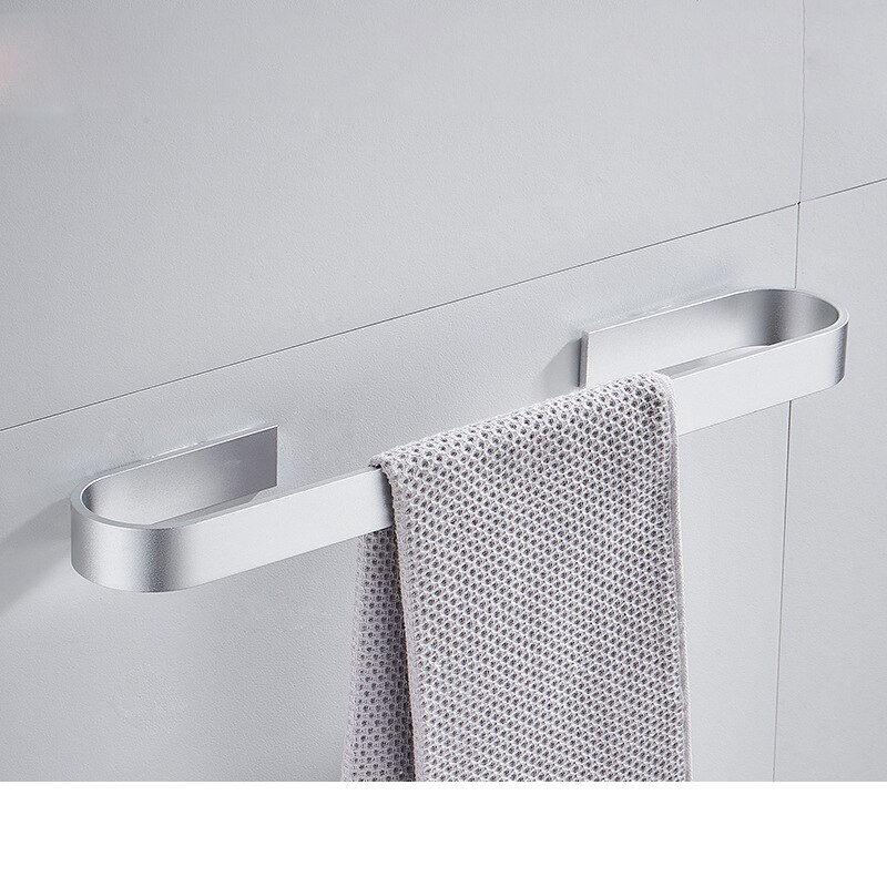 Solid plads aluminium sort håndklædestang enkelt håndklædestativ badeværelse mat sort vægmonteret håndklædeholder 30/40/50/60 cm