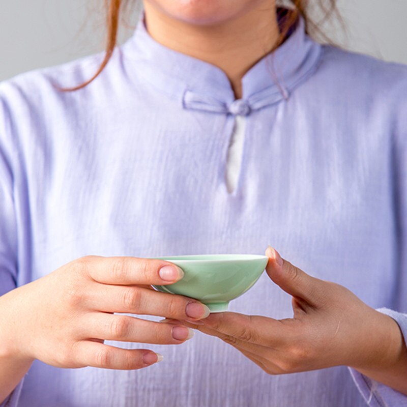 Chinees Porselein Tea Kopjes Sets Reizen Keramische Groene Thee Cup Smaak Kung Fu Thee Kom Ceremonie Celadon Vis Theekopje Theewaar