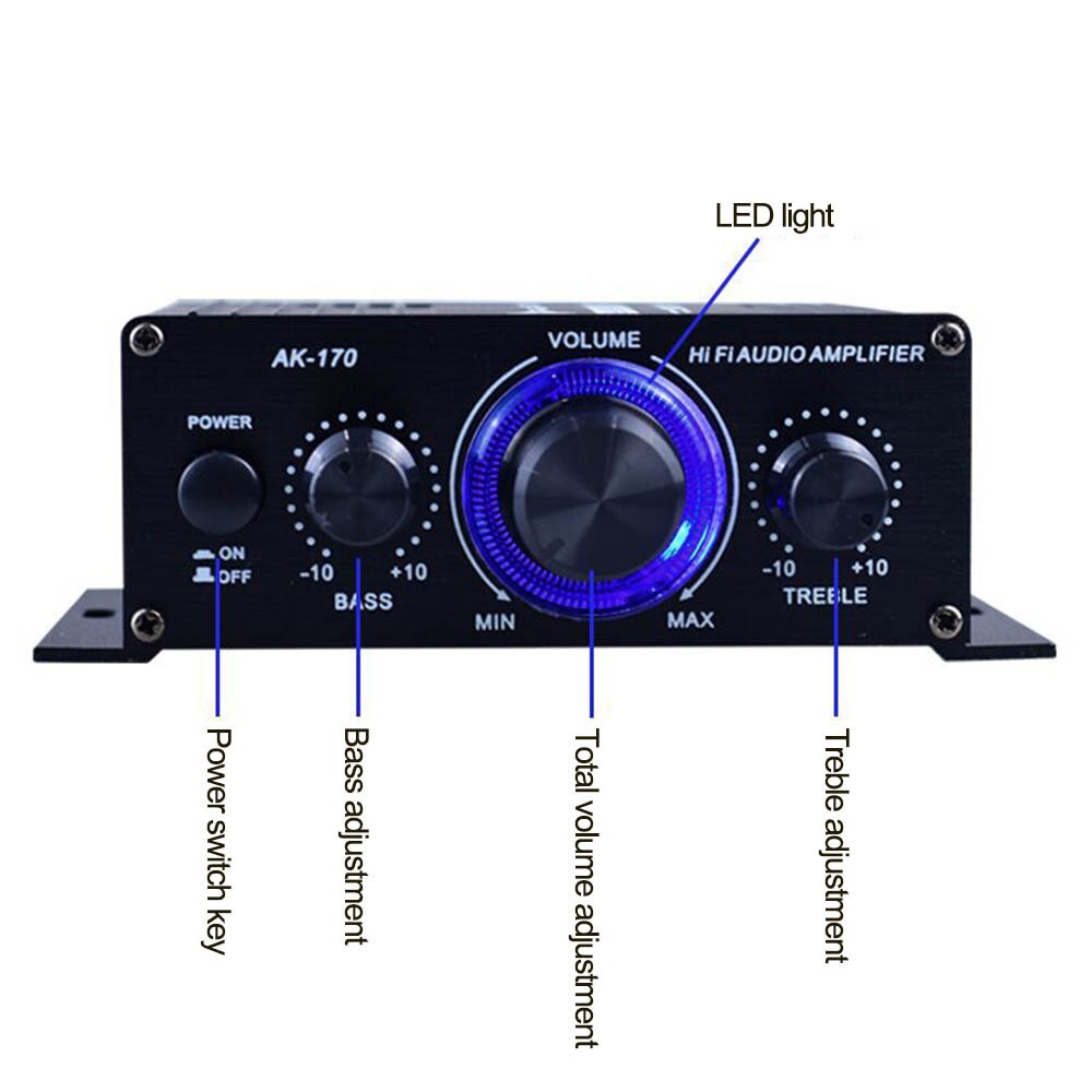 12V mini 20W * 20W HIFI cyfrowy wzmacniacz audio stereofoniczny AK170 dla głośników Amplificador radio FM mikrofon samochodowy kino domowe