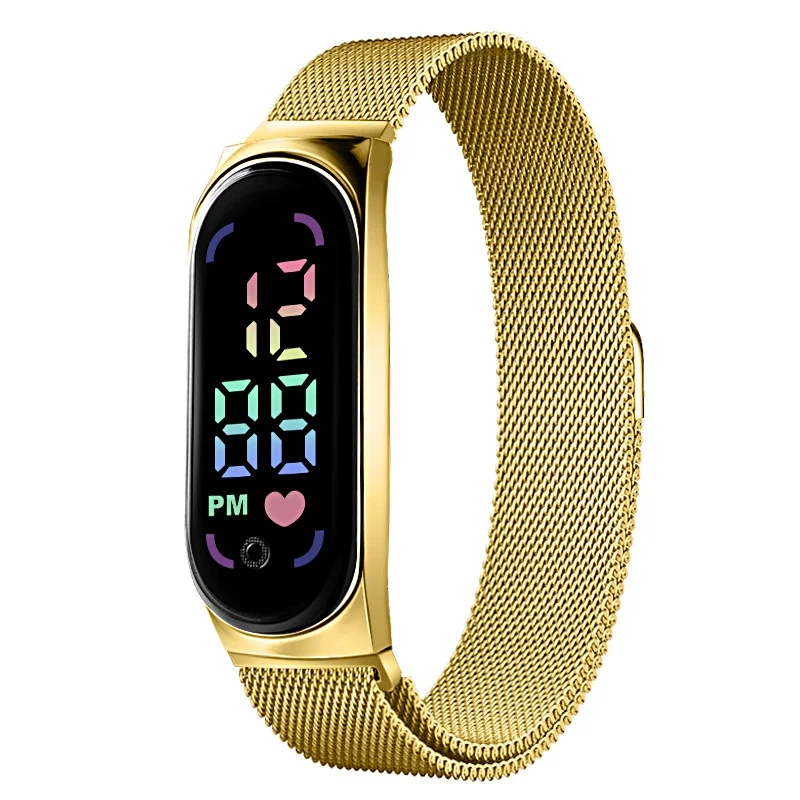 LED Women Watch Magnetic Watchband Strap Waterproof Touch Feminine Clock Digital Wristwatches