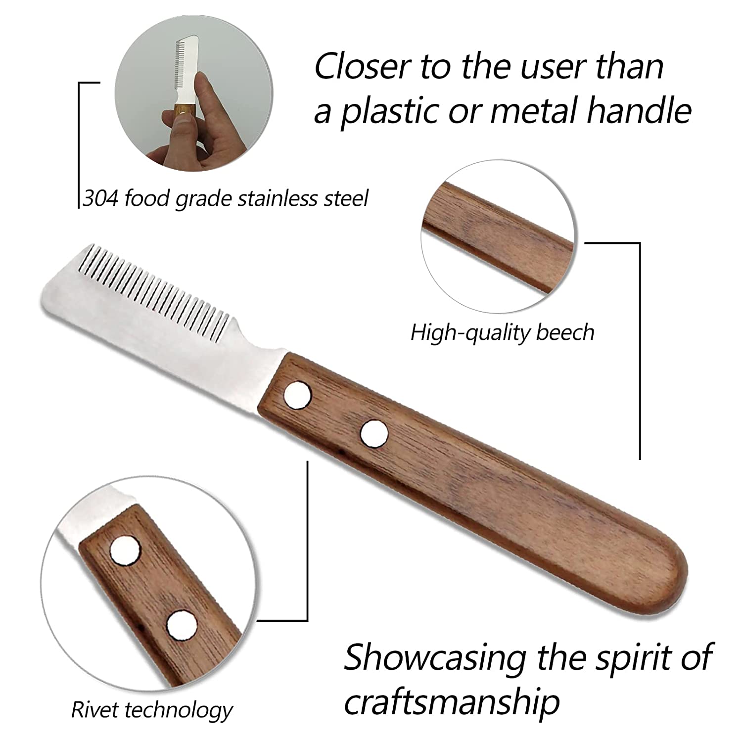 Couteau d&#39;épilation pour animaux de compagnie, peigne en acier inoxydable pour chiens et chats, manche en bois, brosse dépilatoire, perte de poils, outils de toilettage pour chiens et chats