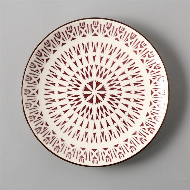 Japanese Style 8 Inch Ceramic Under Glazed Vegetable Dinner Plate Simple Dessert Plate Household Small Steak Dish Food Container: G