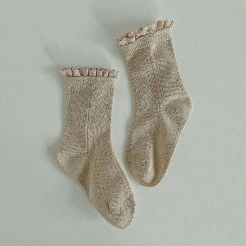 Tornozelo do vintage meias de renda para meninas malha meias curtas primavera outono infantil crianças dança meias crianças presente natal skarpety: khaki / 3 to 5t