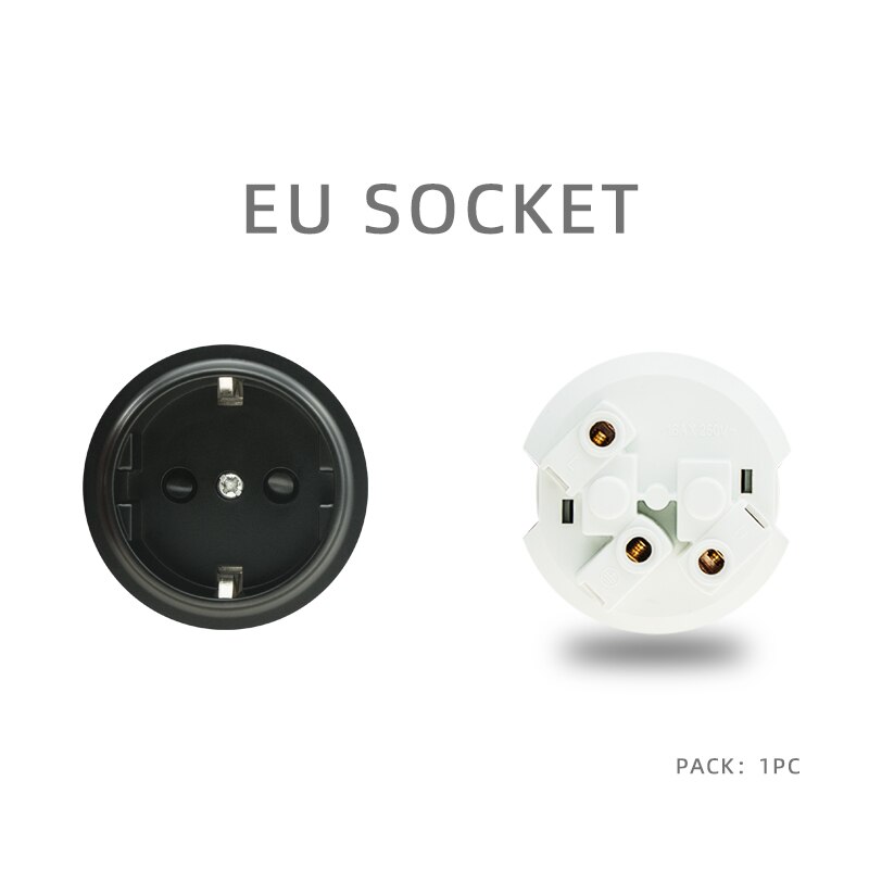 Atlectric Usb Wall Power Socket Black Crystal Glass Panel EU French Socket TV CAT6 HIMI Outlet Function Key DIY Free Combination: 1DE-B