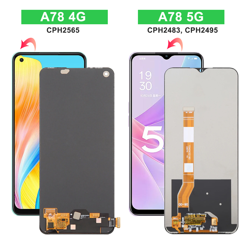 Pantalla LCD de 6,56 pulgadas para OPPO A78 5G con marco de pantalla táctil CPH2483 CPH2495 piezas de repuesto de Panel