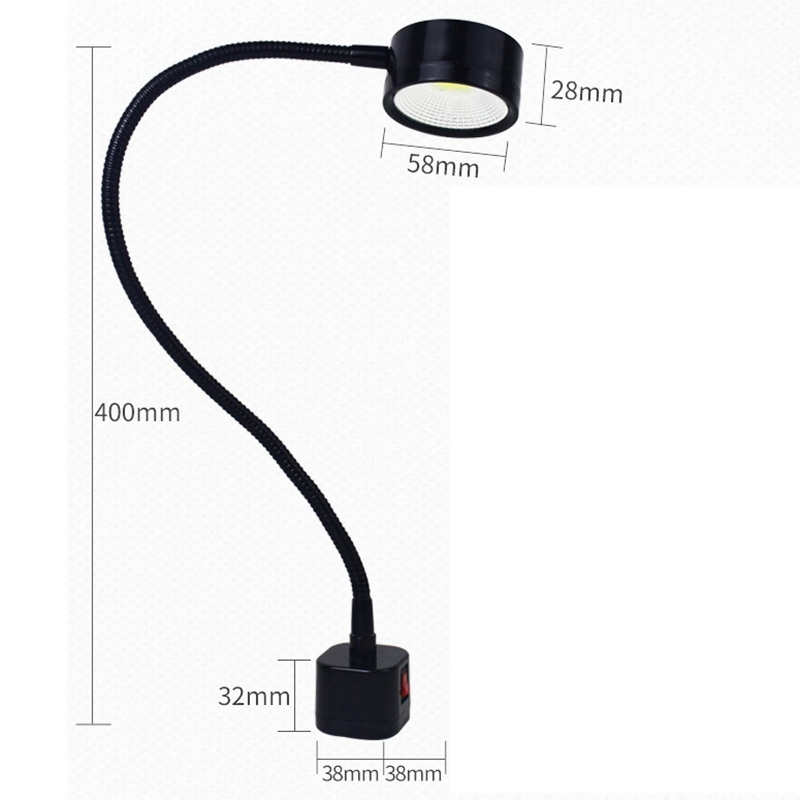 LED-Arbeitsleuchte mit Magnetfuß, flexibel Schwanenhalslampe, 220 V, 5 W, für Drehmaschine, Fräsen, Bohrmaschine, Industriebeleuchtung, EU-Stecker