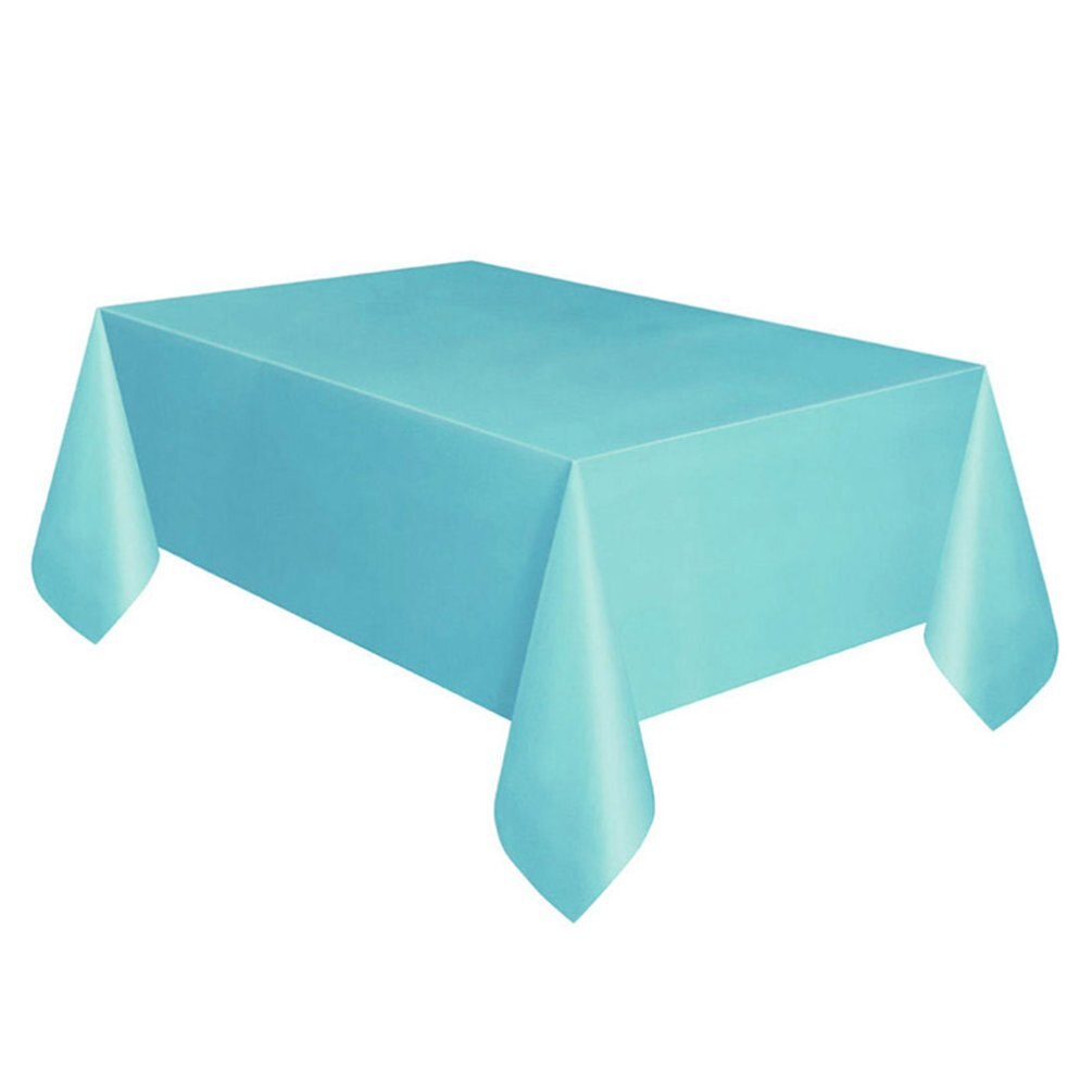 Disposable Party Tablecloth Pe Plastic Cloth Birthday Dessert Table Solid Color Tablecloth 137*274Cm: Lake blue