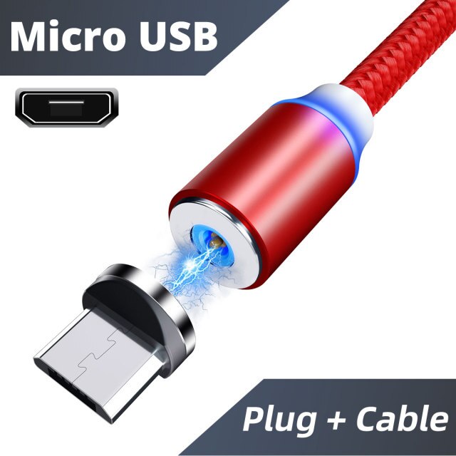 Charger Micro USB Magnet Cable For Iphone Magnetic Charging Cable Type C Magnetic Cable For Samsung Xiaomi Mobile Phone: red for micro usb / 1m