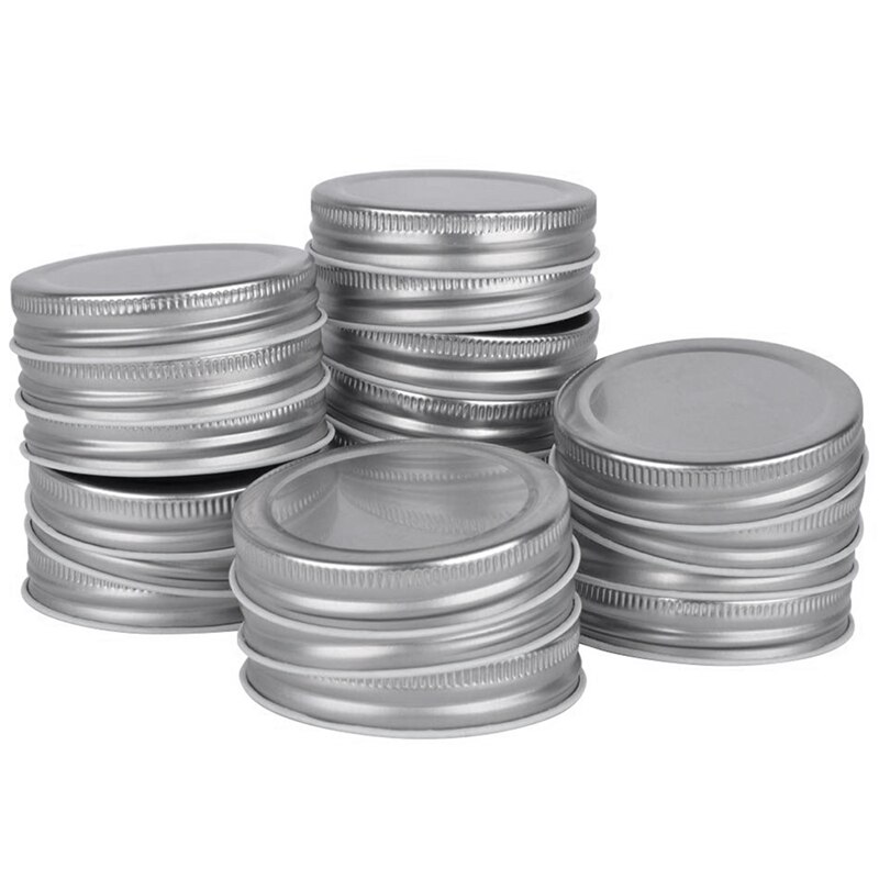 20 Stuk Mason Jar Cap Met Siliconen Afdichting Conventionele Mond Lekvrije En Veilig, Zilver