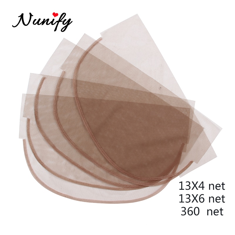 Nunify 13*4 13*6 360 Diy Pruik Frontale Base Bruine Kleur Zwitserse Kant Pruik Caps Foundation Haar accessoires Weven Gereedschap Diy