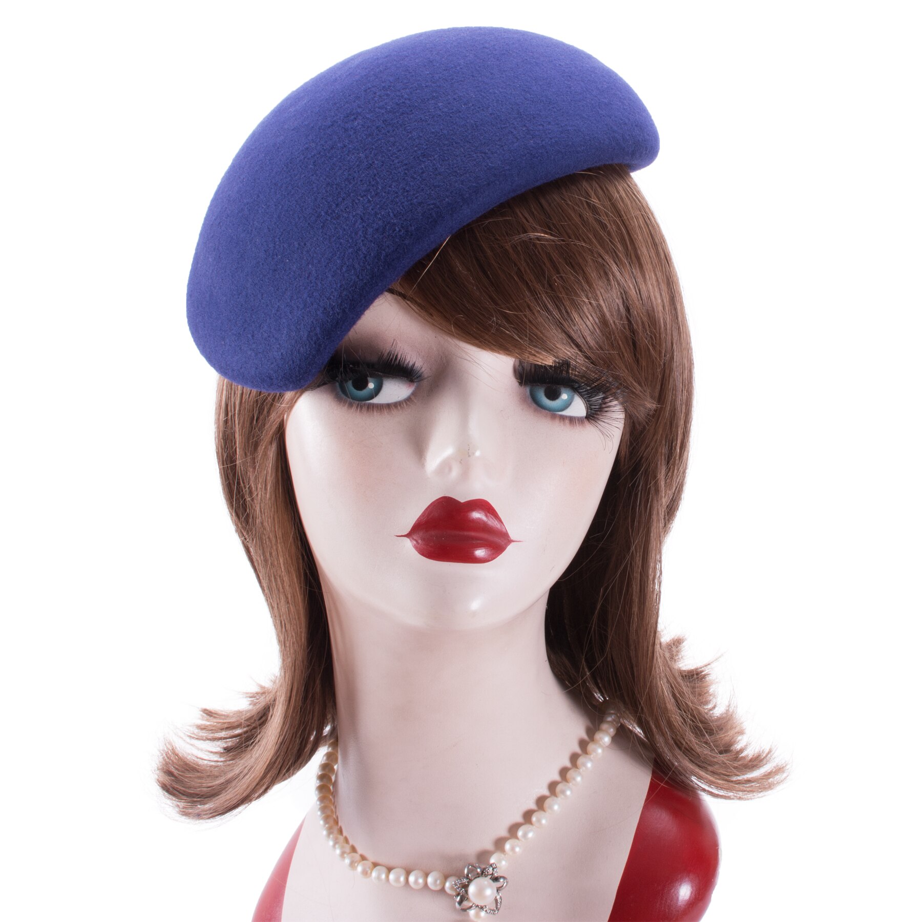 Lawliet-Sombrero de lana bloqueada con inclinación de fieltro para mujer, tocado para cóctel, sin recorte, Pillbox, Base de fieltro, A597