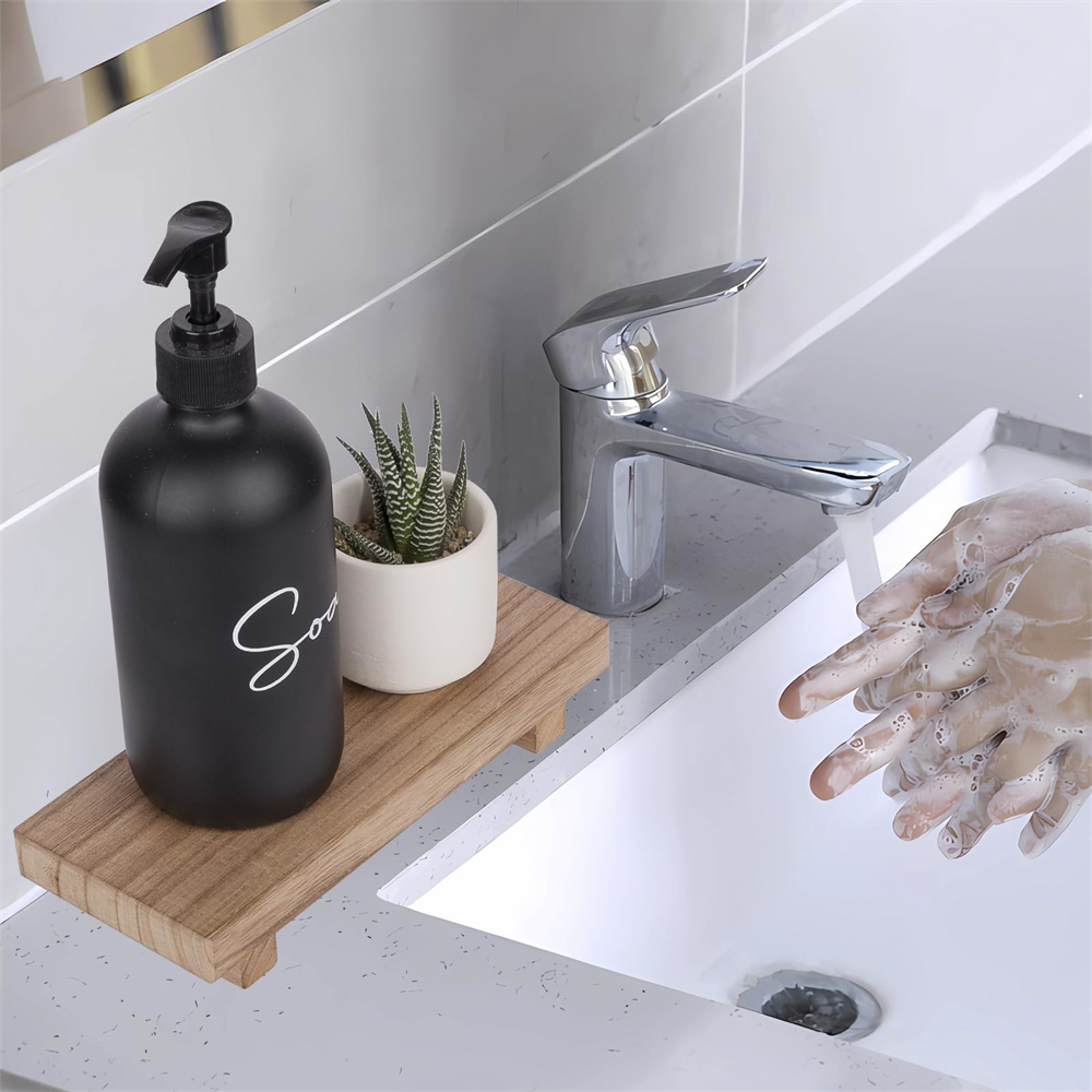 Tresokkelstativ for dekorasjon gårdshus 8.6 cm lite treforhøyer såpestativ fotbrett til stearinlys baderomsbenk