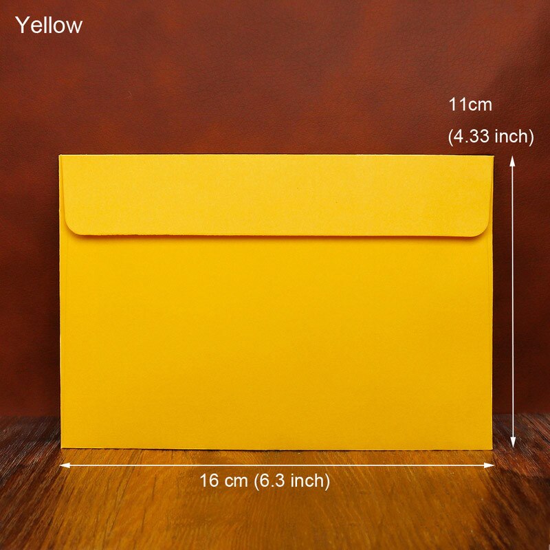 20Pcs Solid Color Envelopes Postcard Package Kraft Paper Bag Brief Style For Wedding Invitations Letters Greeting Cards Valentin: Yellow