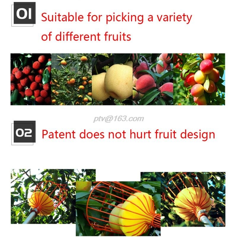 Stainless Steel Deep Fruit Picker Basket Basket Convenient Horticultural Gardening Orange Apple Peach Pick Tools
