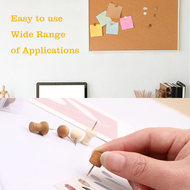 KRABALL Wooden Pushpin with Storage Box Drawing Photo Wall Studs Cork Board Pins for Decoration of Billboard Process Items