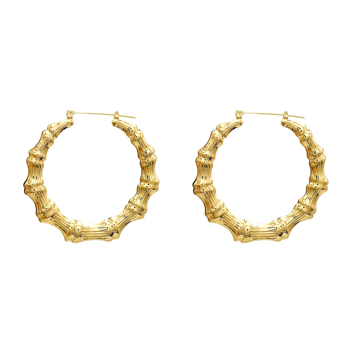 AENSOA 2020 Nuovo Punk di Colore Dell&#39;oro Rotonda Orecchini A Cerchio di Bambù per Le Donne In Metallo Esagerato Grande Anello Cerchio Orecchini Monili Popolari: 65mm Gold Color