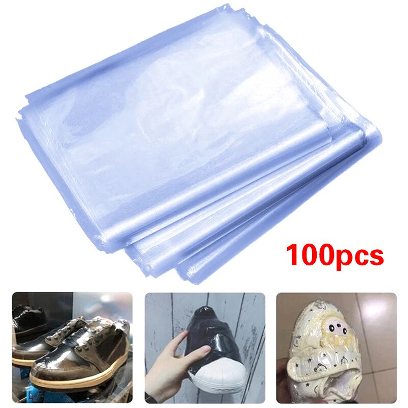100 PCS PVC Shrink Wrap Bags Clear Membrane Plastic For Soaps Bottles Bath Bombs Packaging Baskets 5 Sizes