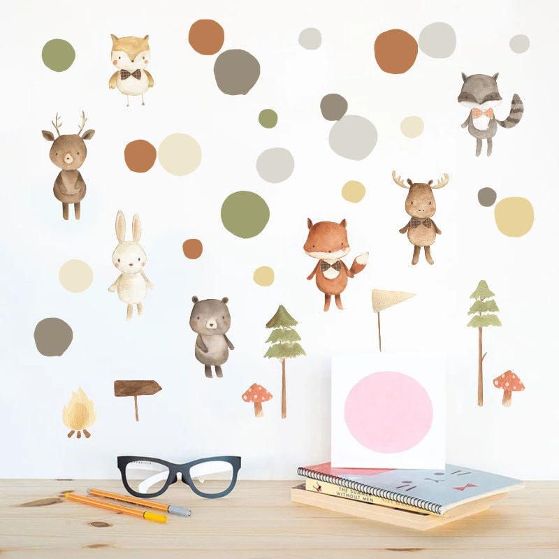 Balleenshiny Mooie Bos Dier Muursticker Kinderkamer Slaapkamer Achtergrond Decoratie Nursery Home Koelkast Kabinet Sticker