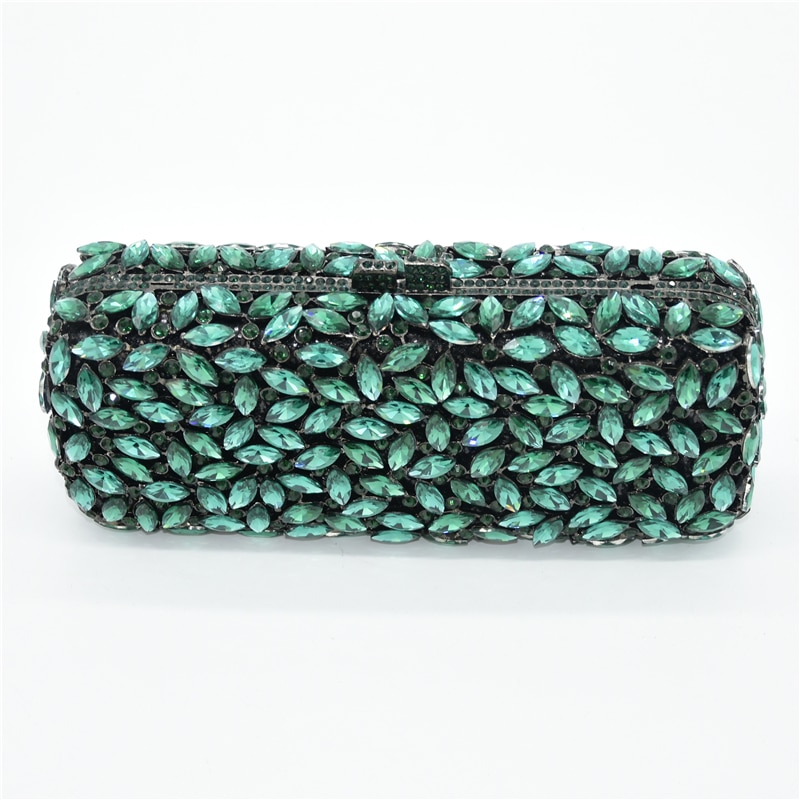 Siste bryllupsfest krystall clutch veske stil metallisk uthult krystall floral kvinner kveld clutch veske