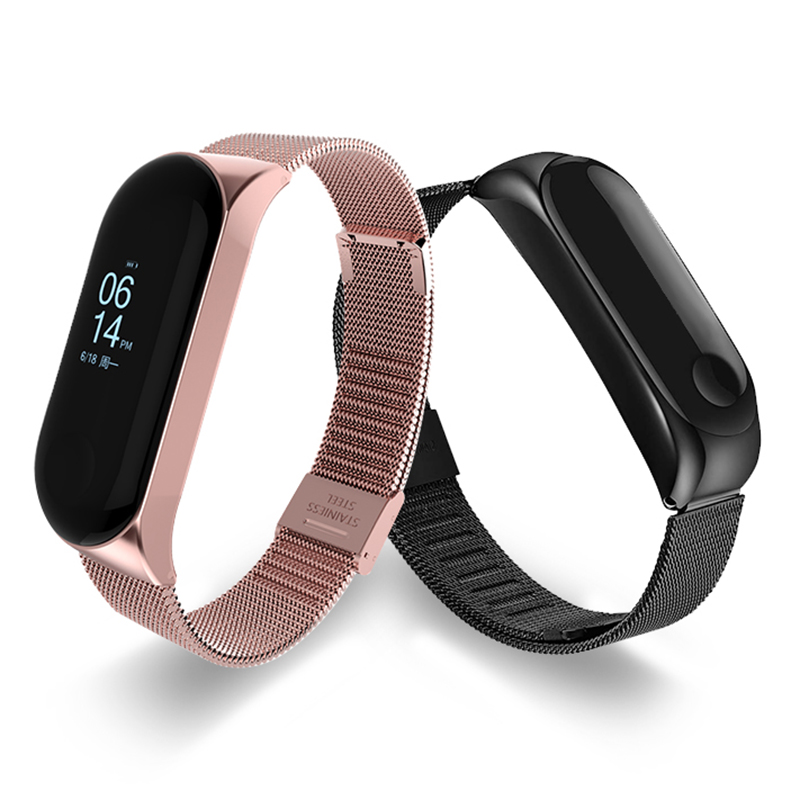 Bracelet de poignet de Bracelet pour Xiaomi Mi bande 3 MiBand 4 Bracelet en métal Bracelet en acier inoxydable Bracelet en option couleur