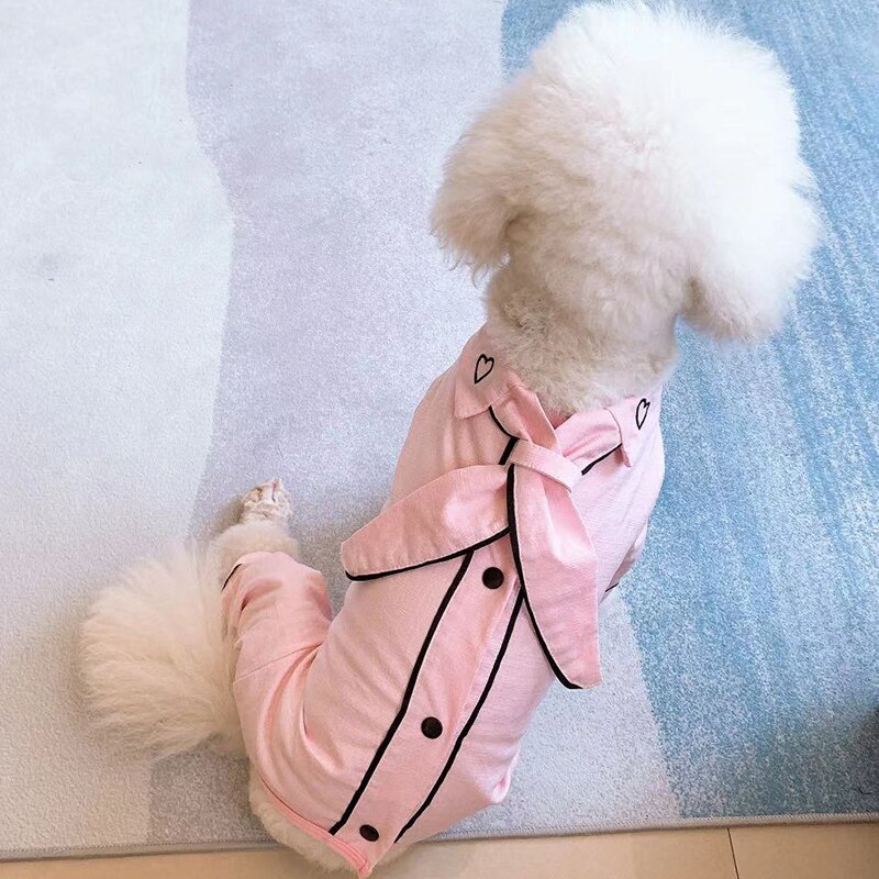 Cachorro de estimação macacão fino bonito cachorro roupas 100% algodão proteger barriga macacão para pequenos cães pijamas camisola chihuahua poodle